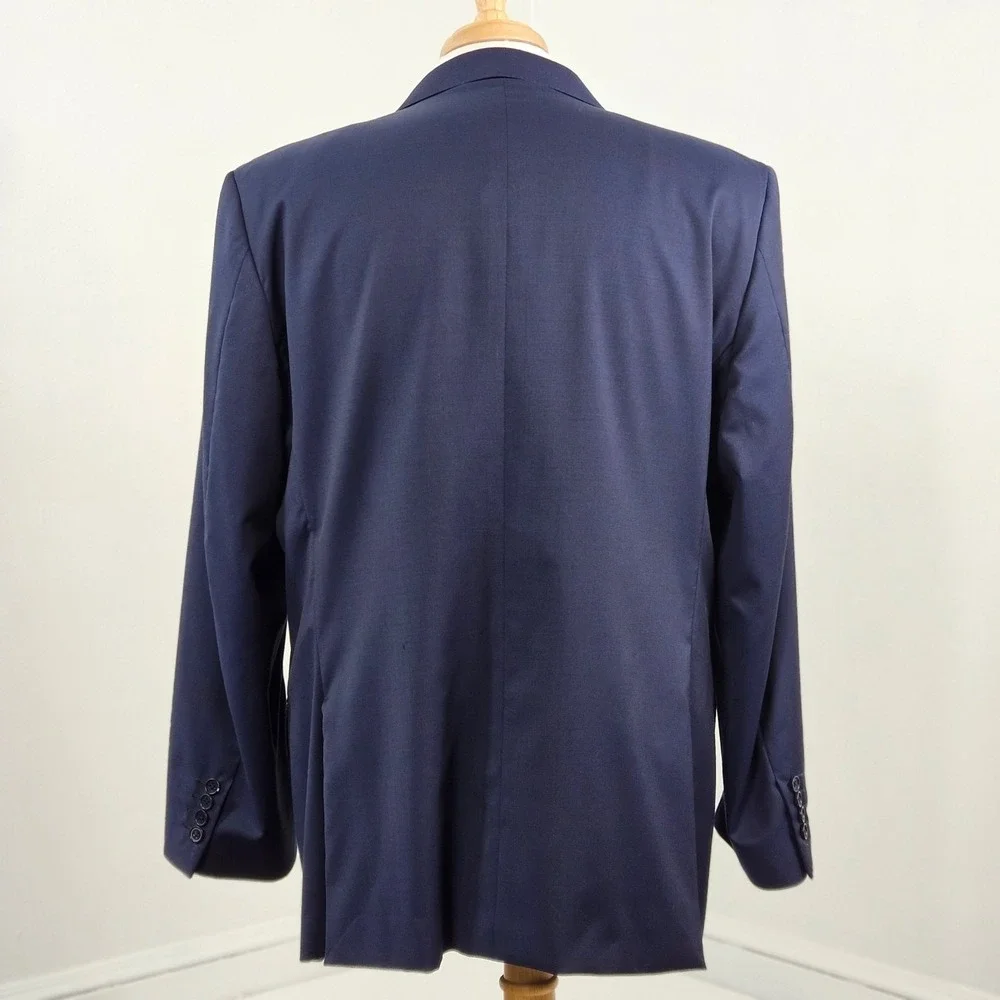 Canali Wool Blazer Suit Jacket Coat Navy Blue | US 44 | SMALL HOLE | FLAWS